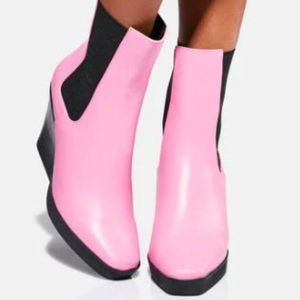 PRIVILEGED X Dolls Kill Pink and Black Chelsea Western Heel Boots - NWT